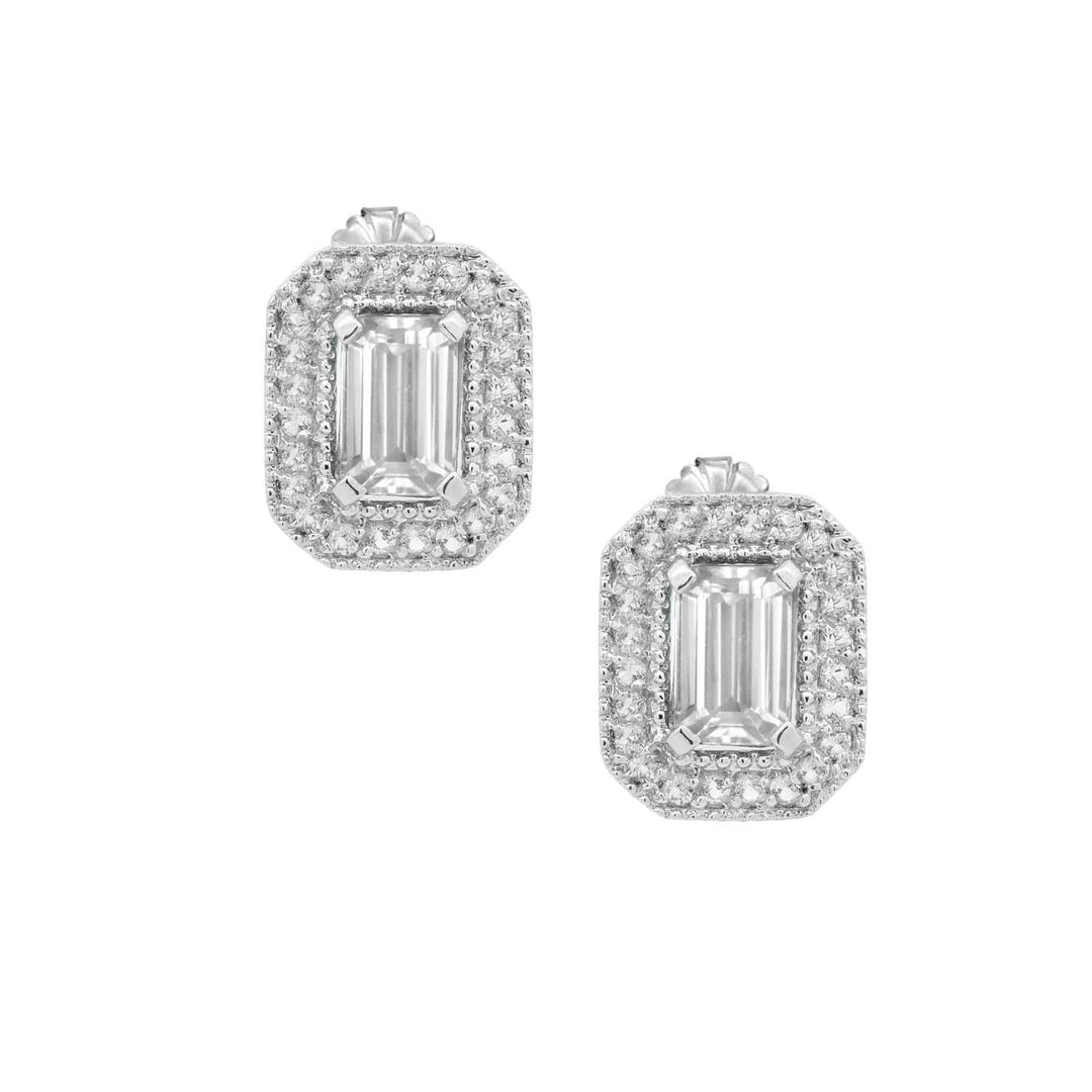 Lab Created White Sapphire Stud Earrings in Silver - jewelerize.com