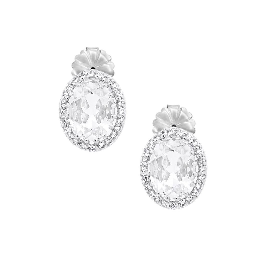 Lab Created White Sapphire Stud Earrings in Silver - jewelerize.com