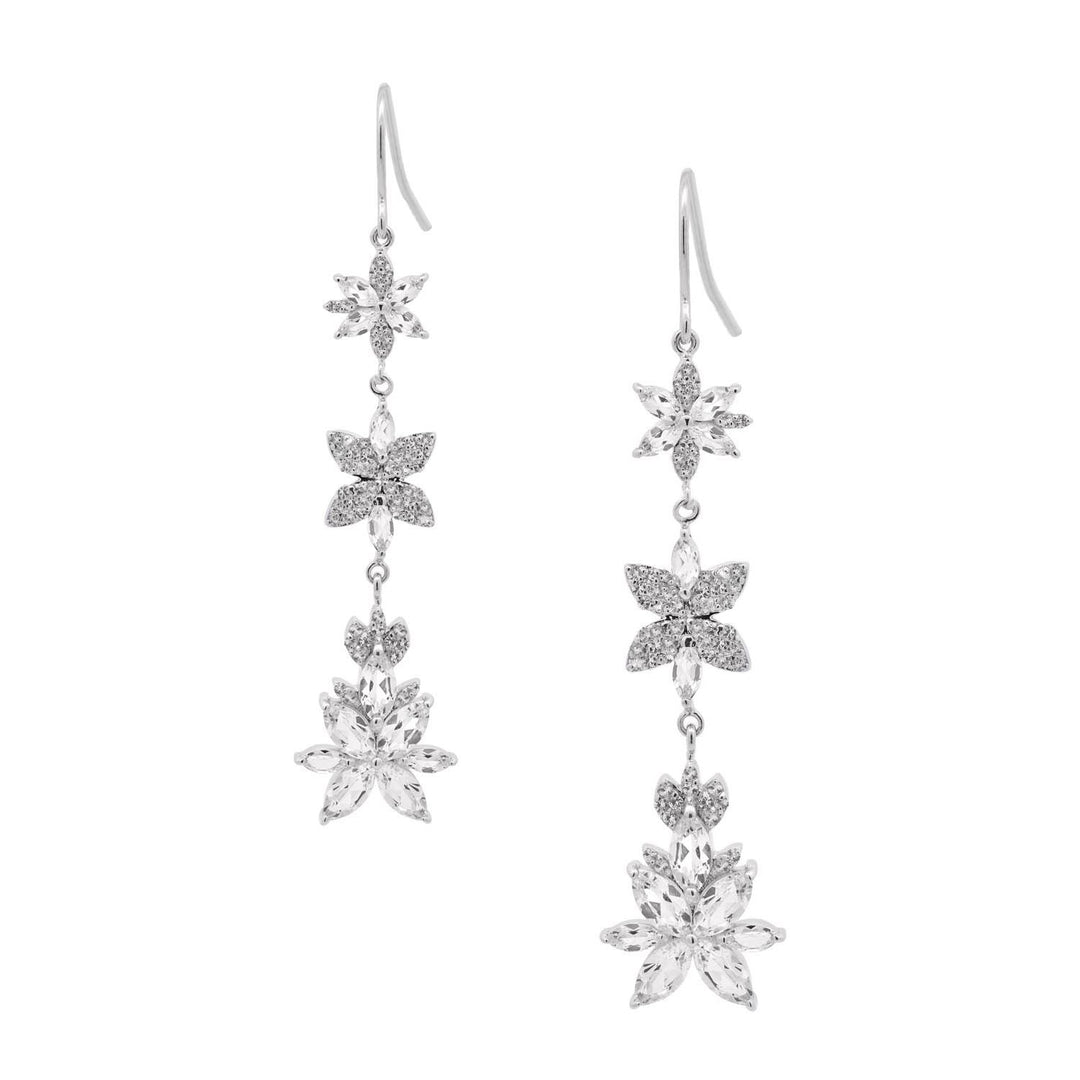 Lab Created White Sapphire Dangle Earrings in Silver - jewelerize.com