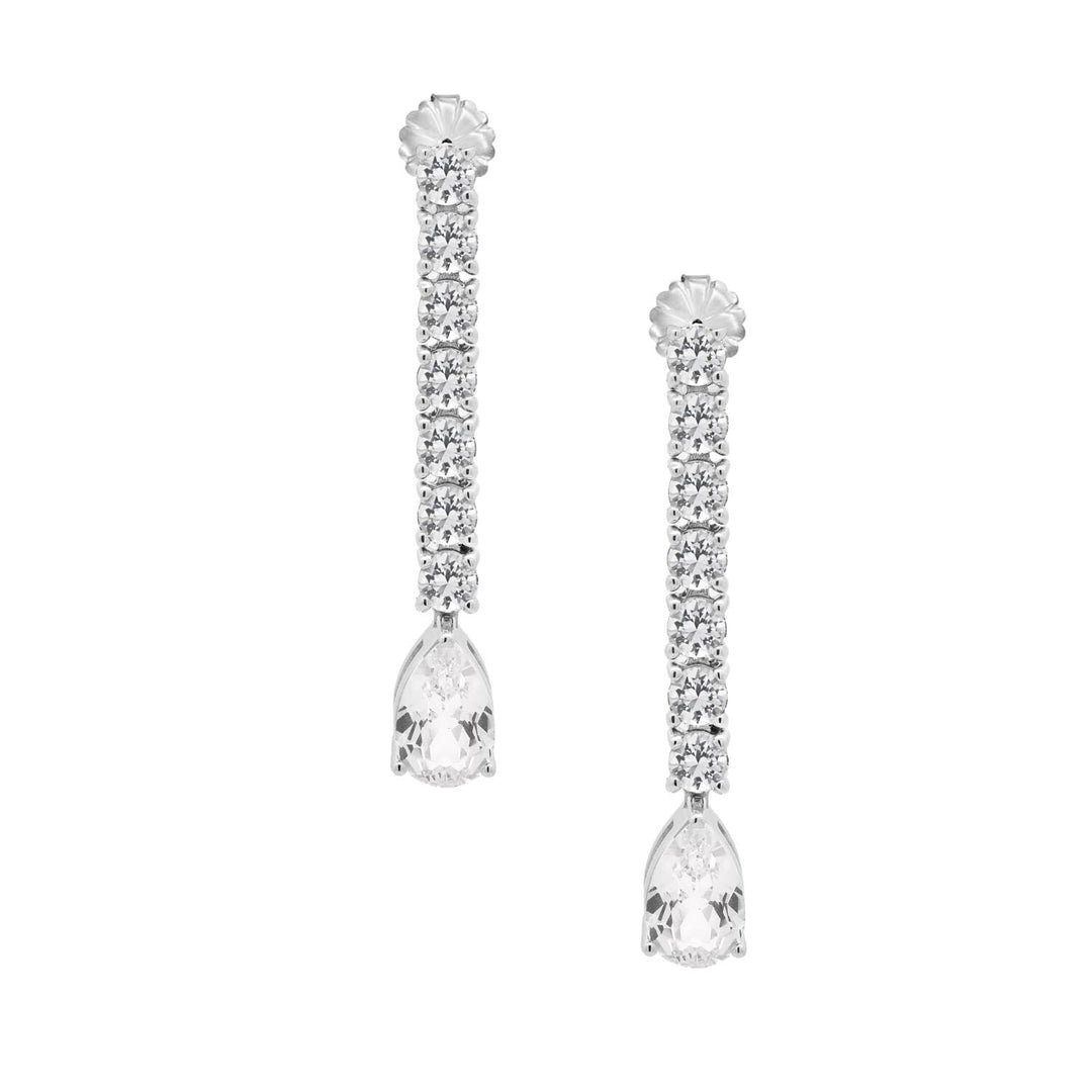 Lab Created White Sapphire Dangle Earrings in Silver - jewelerize.com