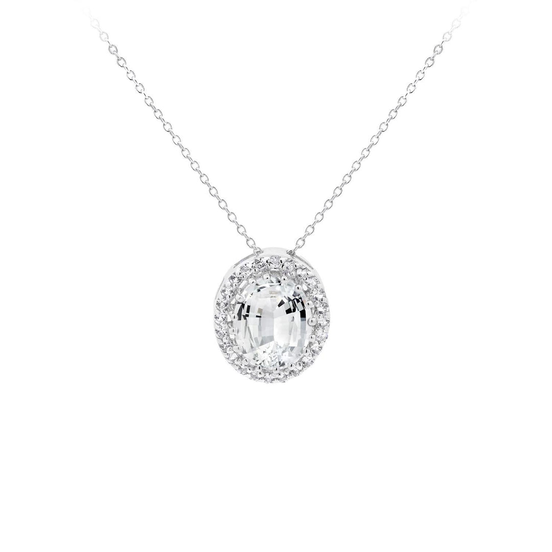 Lab Created White Sapphire Fashion Pendant - jewelerize.com