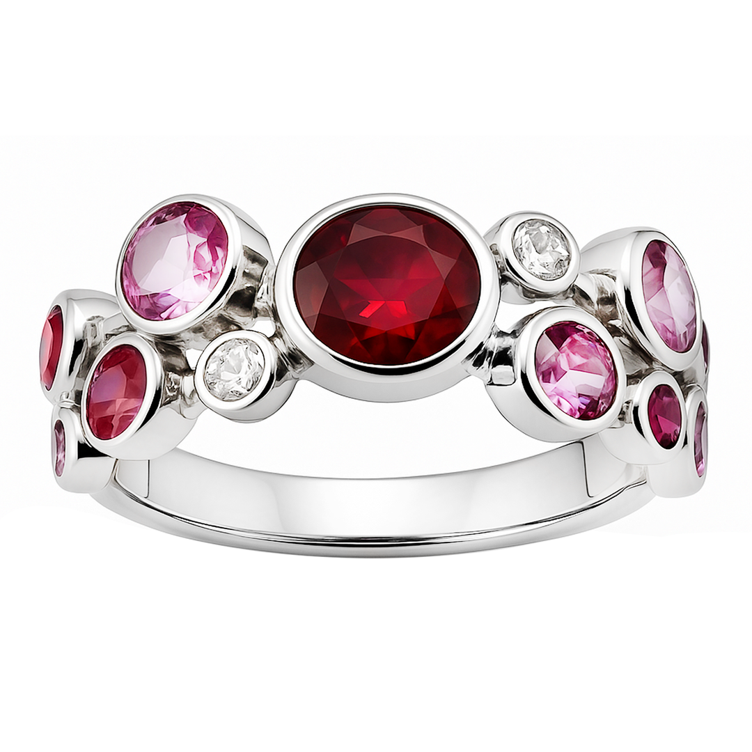 Multi Red and Pink Ring in Sterling Silver - jewelerize.com
