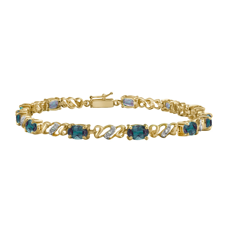 Created Alexandrite and Diamond Fashion Bracelet in Yellow Gold