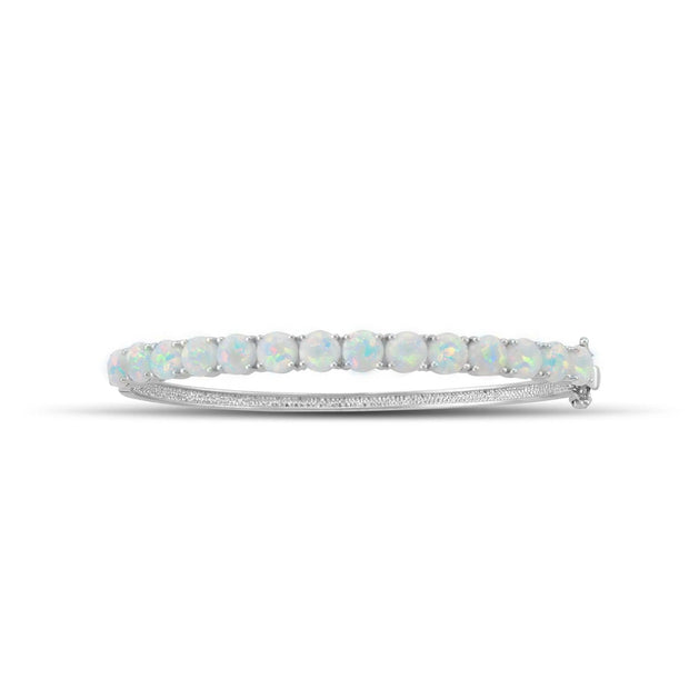 Created Opal Fashion Bangle in Sterling Silver - jewelerize.com