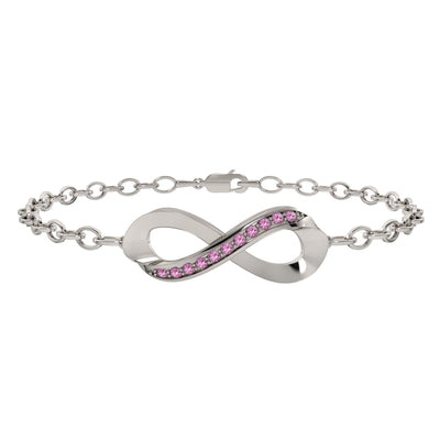 Created Pink Sapphire Infinity Bracelet in Sterling Silver - jewelerize.com
