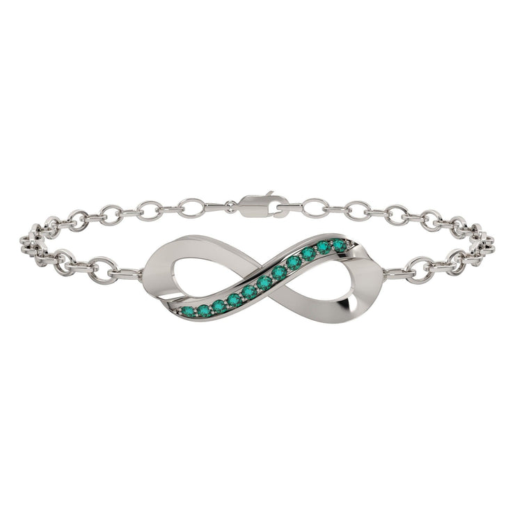 Created Emerald Infinity Bracelet in Sterling Silver - jewelerize.com