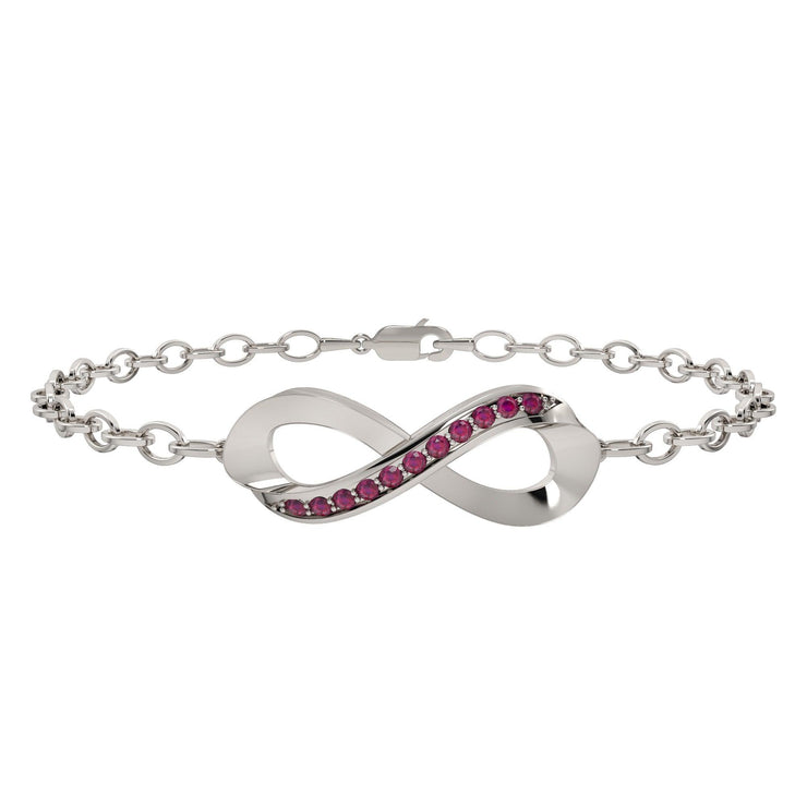 Created Ruby Infinity Bracelet in Sterling Silver - jewelerize.com