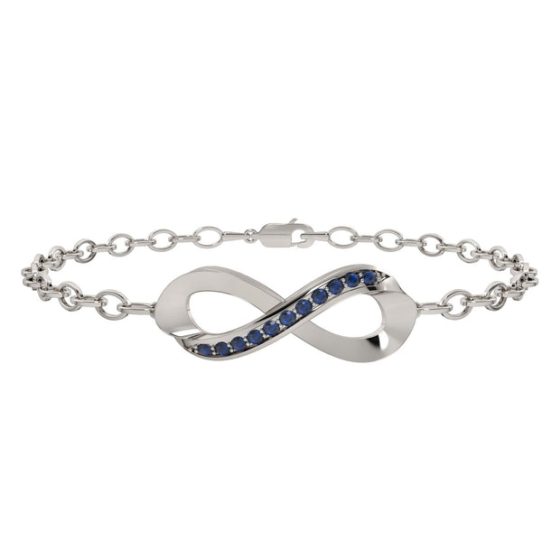 Created Sapphire Infinity Bracelet in Sterling Silver - jewelerize.com