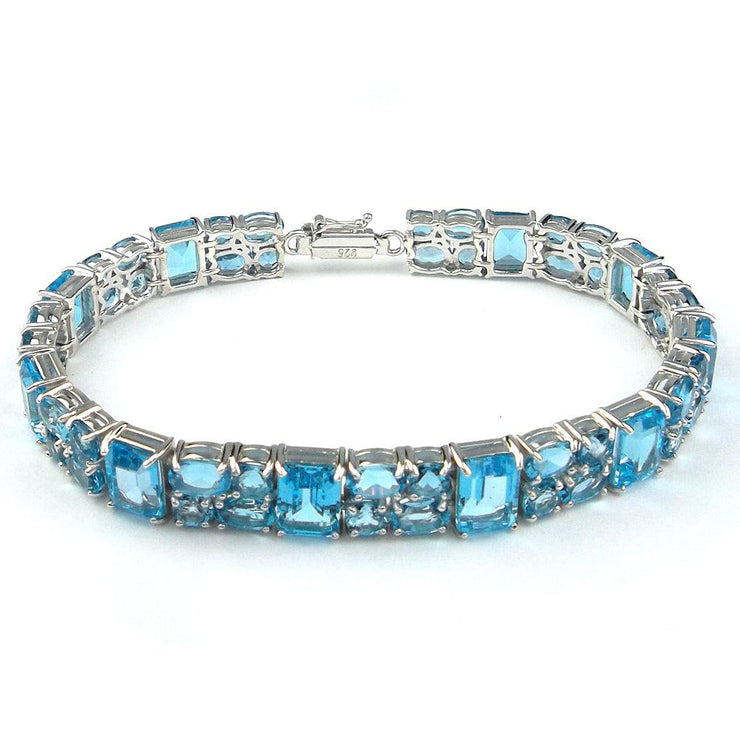Blue Topaz Fashion Tennis Bracelet in Sterling Silver - jewelerize.com