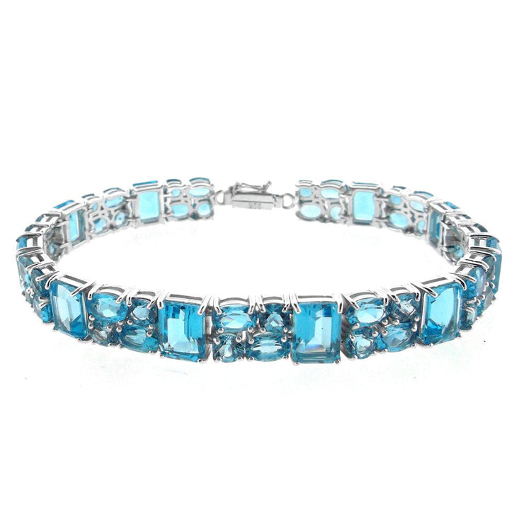 Blue Topaz Fashion Tennis Bracelet in Sterling Silver - jewelerize.com