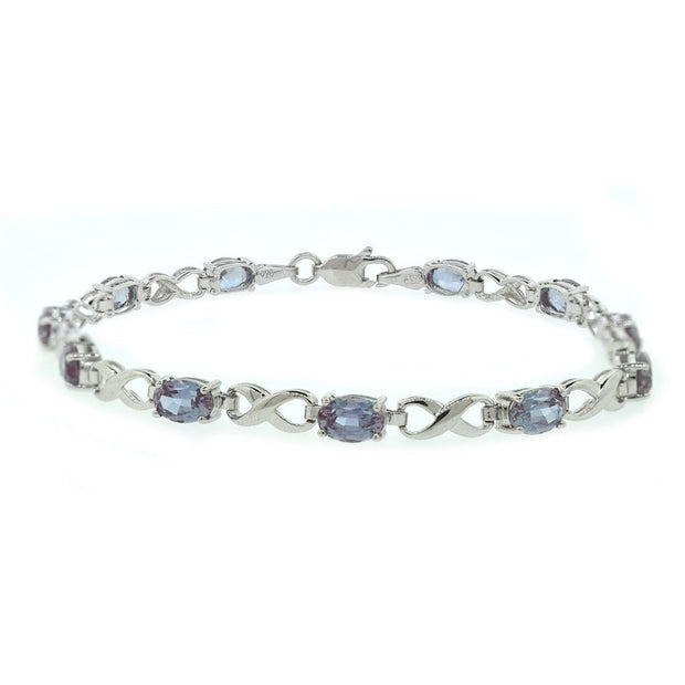 Created Alexandrite Infinity Bracelet in Sterling Silver - jewelerize.com