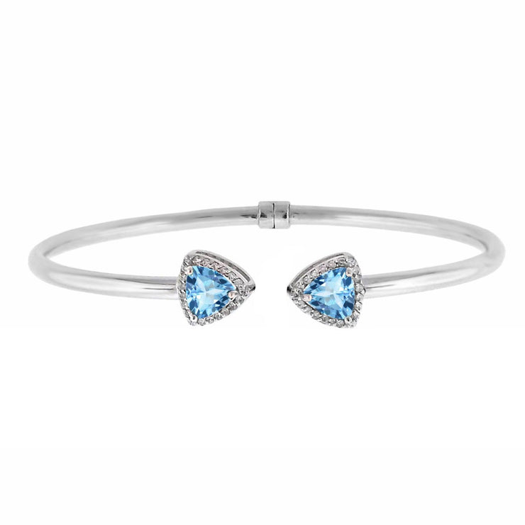 Blue Topaz and Created White Sapphire Bangle in Silver - jewelerize.com