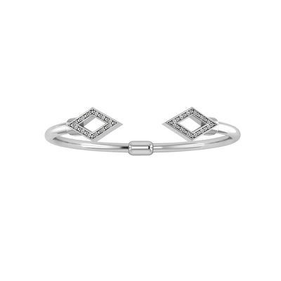 Diamond Fashion Geometric Hinged Bangle in Silver - jewelerize.com