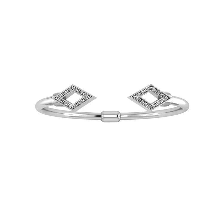 Diamond Fashion Geometric Hinged Bangle in Silver - jewelerize.com