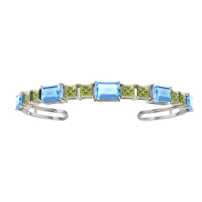 Blue Topaz and Peridot Cuff Bangle in Silver - jewelerize.com
