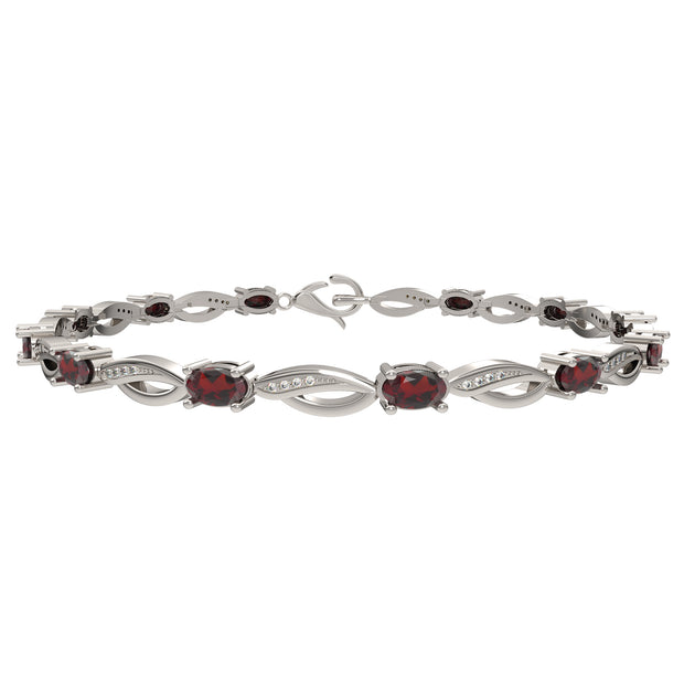 Garnet and Diamond Fashion Bracelet in Sterling Silver