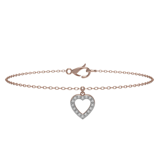 Diamond Fashion Dangle Heart Bracelet in 10K Rose Gold - jewelerize.com