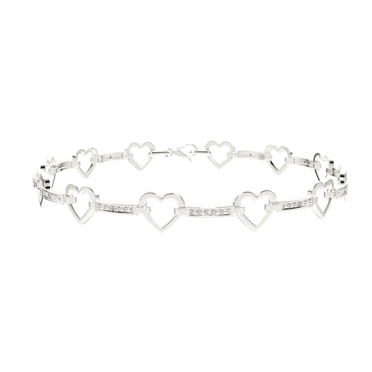 Diamond Fashion Heart Bracelet in Sterling Silver - jewelerize.com