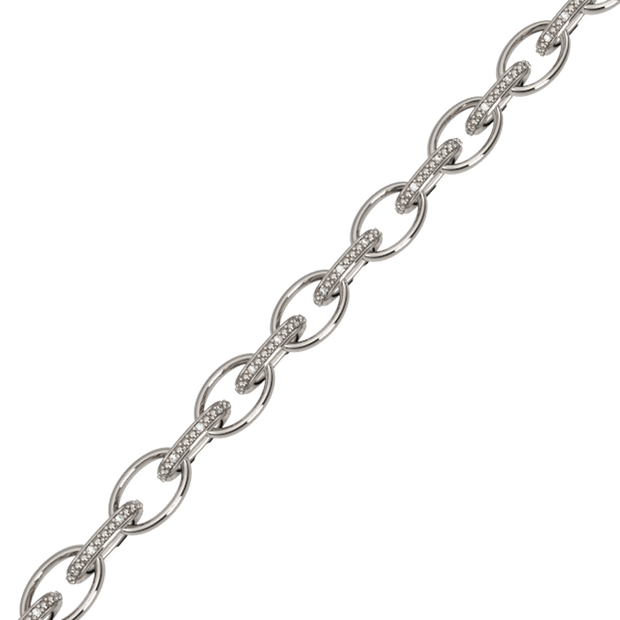 Diamond Fashion Link Bracelet in Sterling Silver - jewelerize.com