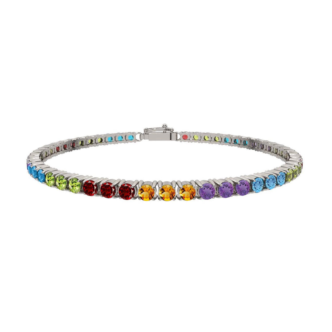 Multi Color Semi Precious Gemstone Tennis Bracelet - jewelerize.com