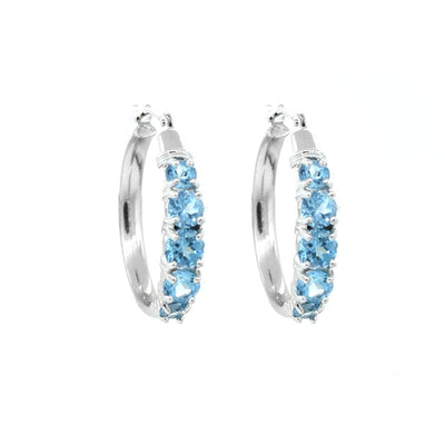 Blue Topaz Hoops in 10K White Gold - jewelerize.com