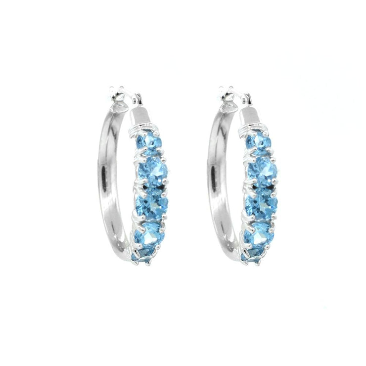 Blue Topaz Hoops in 10K White Gold - jewelerize.com