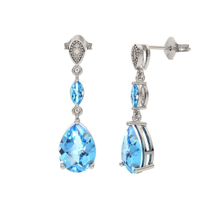 Blue Topaz and Diamond Accent Sterling Silver Earrings - jewelerize.com