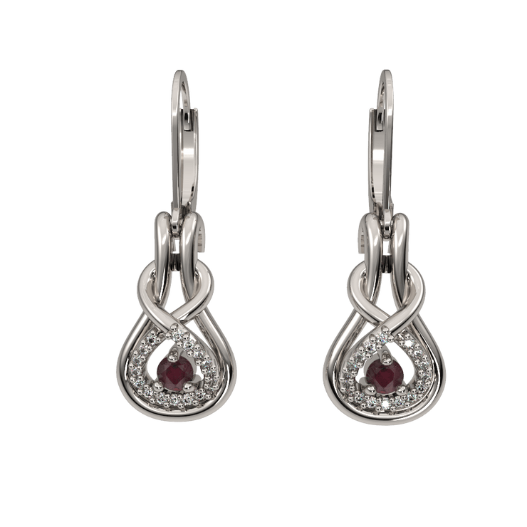 Genuine Ruby and Diamond Sterling Silver Earrings - jewelerize.com