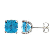 Blue Topaz Stud Earrings in Sterling Silver - jewelerize.com
