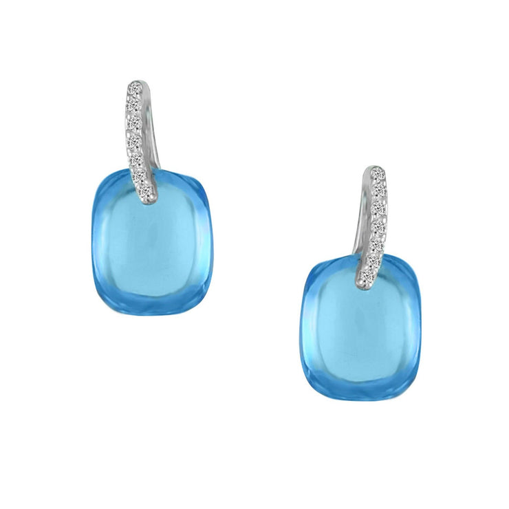Blue Topaz and Diamond Fashion Earrings in Sterling Silver - jewelerize.com