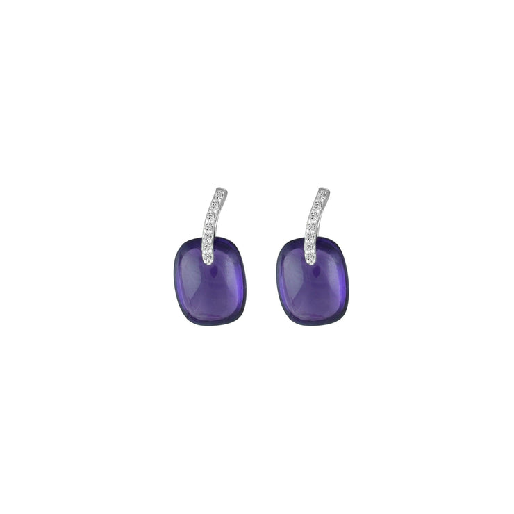 Amethyst and Diamond Fashion Earrings in Sterling Silver - jewelerize.com