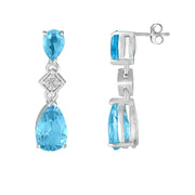 Blue Topaz and Diamond Accent Fashion Drop Earrings in Silver - jewelerize.com