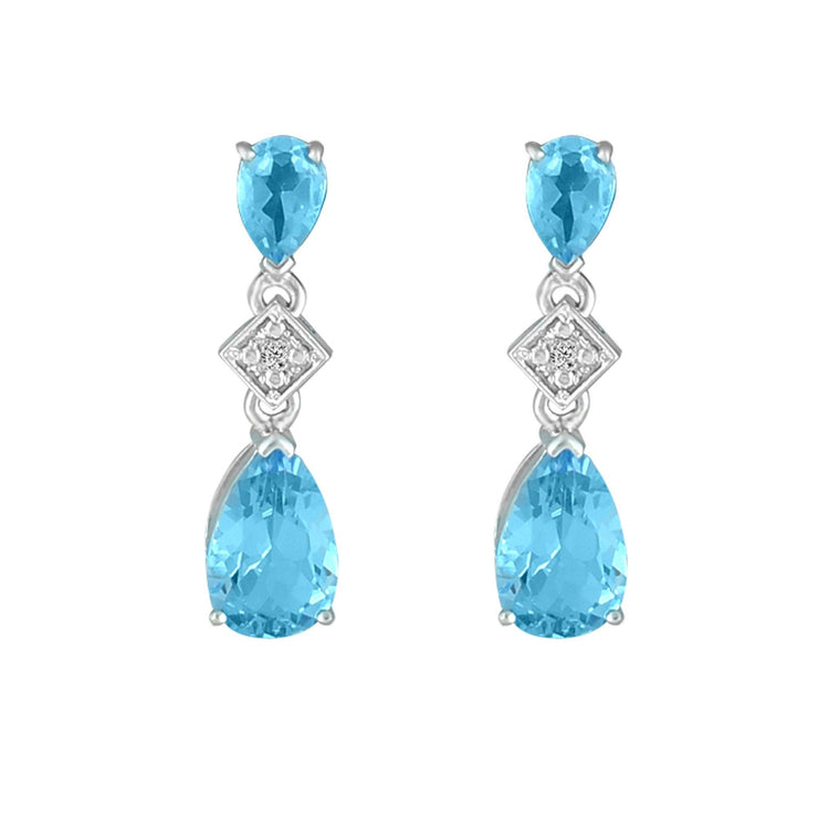 Blue Topaz and Diamond Accent Fashion Drop Earrings in Silver - jewelerize.com