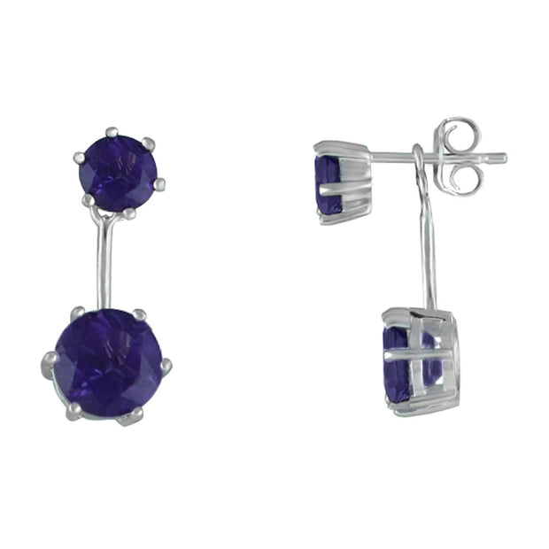 Amethyst Front/Back Earrings in Sterling Silver - jewelerize.com