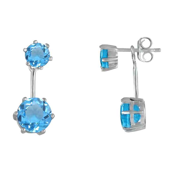 Blue Topaz Front/Back Earrings in Sterling Silver - jewelerize.com