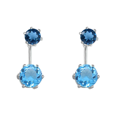 Swiss and London Blue Topaz Front/Back Earrings in Sterling Silver - jewelerize.com