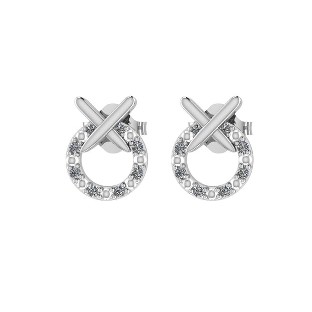 Diamond Accent 'XO' Stud Earrings in Silver - jewelerize.com