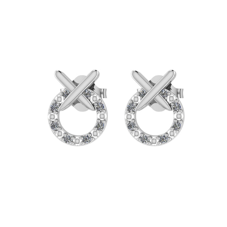 Diamond Accent 'XO' Stud Earrings in Silver - jewelerize.com