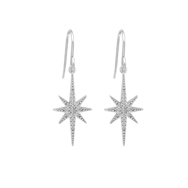 Diamond 10K White Gold Star Earrings - jewelerize.com