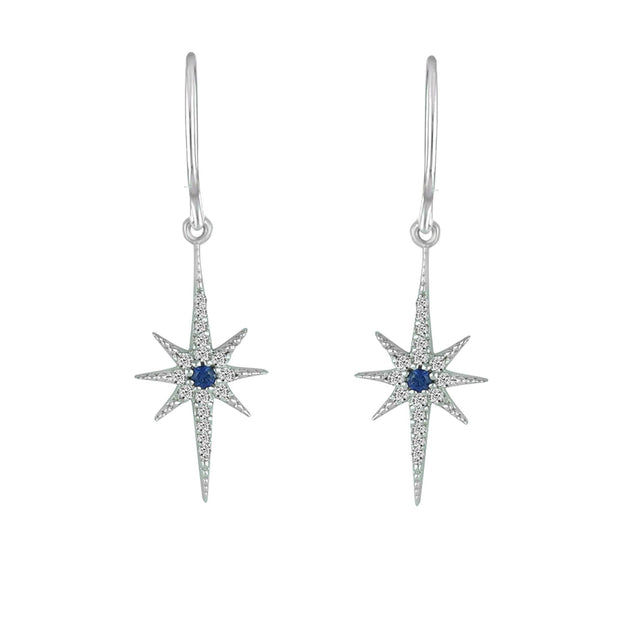 Sapphire and Diamond Star Earrings in Silver - jewelerize.com