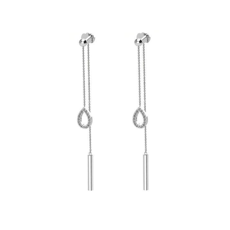 Diamond Fashion Front/Back Dangle Earrings in Silver - jewelerize.com