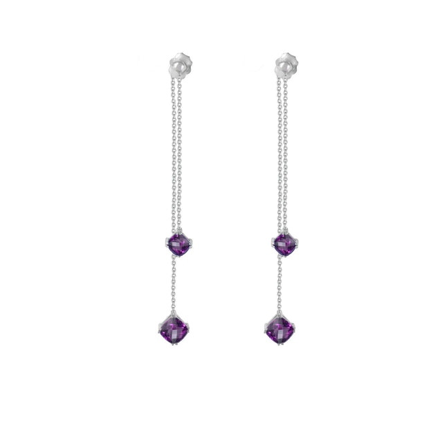 Amethyst Front/Back Dangle Earrings in Silver - jewelerize.com