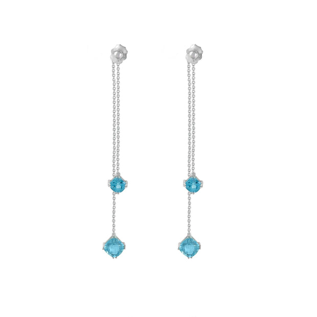 Blue Topaz Front/Back Dangle Earrings in Silver - jewelerize.com