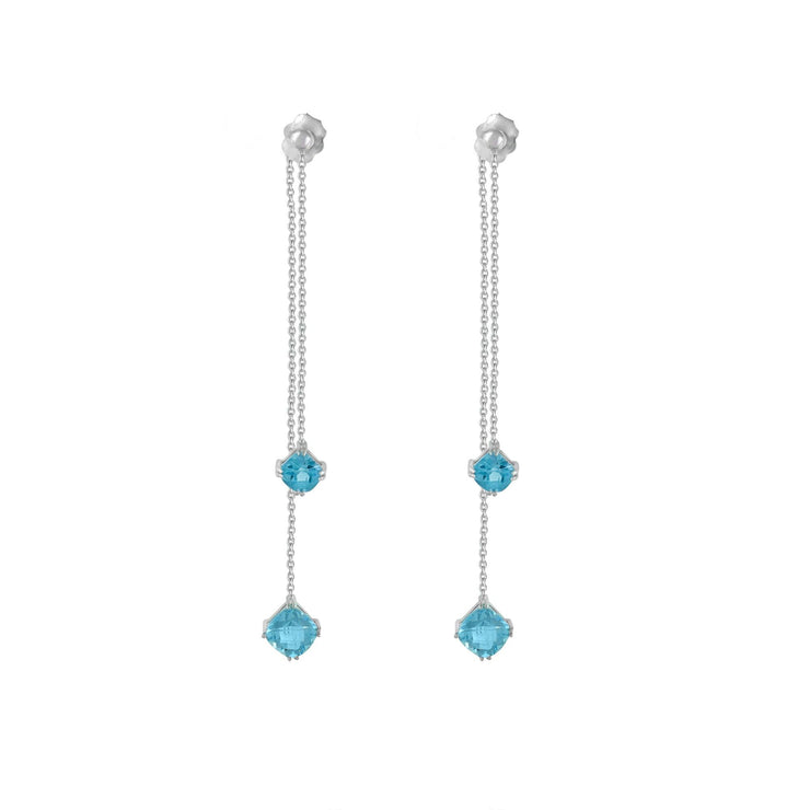 Blue Topaz Front/Back Dangle Earrings in Silver - jewelerize.com