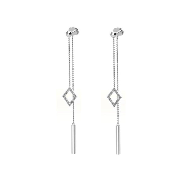 Diamond Fashion Front/Back Dangle Earrings in Silver - jewelerize.com