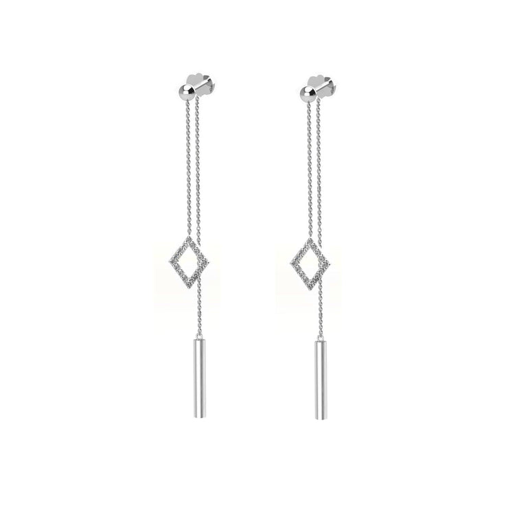 Diamond Fashion Front/Back Dangle Earrings in Silver - jewelerize.com