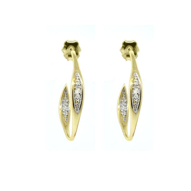 Diamond Fashion Half Hoop Earrings in 10K Yellow Gold - jewelerize.com