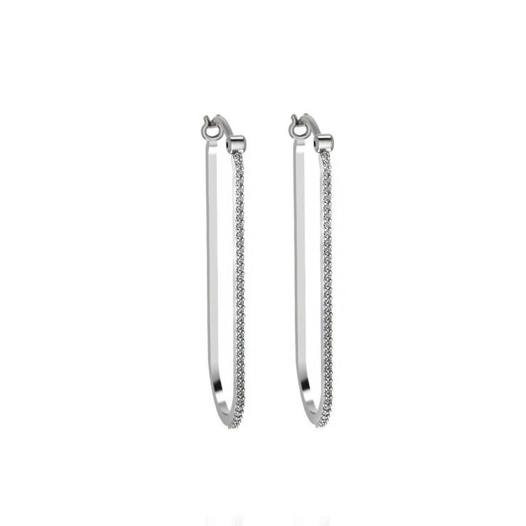 Diamond Fashion Hoop Earrings in 10K White Gold - jewelerize.com