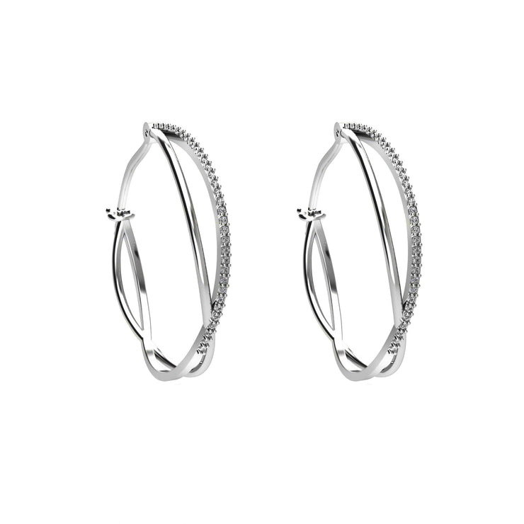 Diamond Fashion Hoop Earrings in 10K White Gold - jewelerize.com