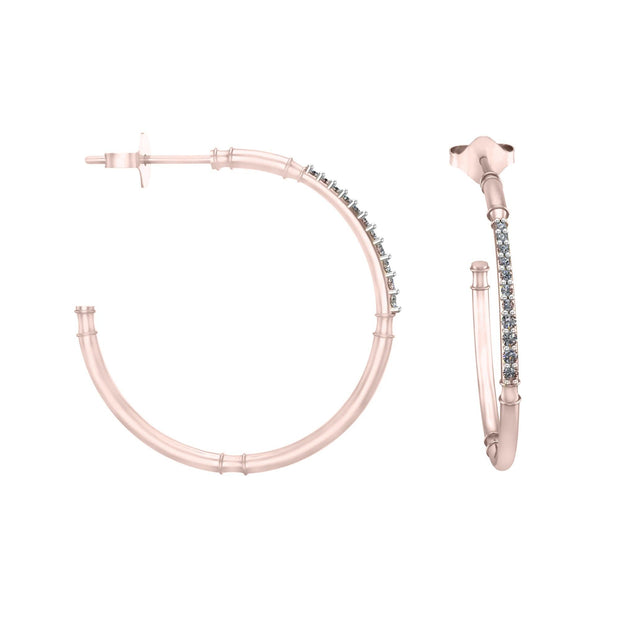 Diamond Fashion Half Hoop Earrings in 10K Rose Gold - jewelerize.com